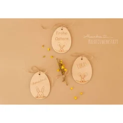 Osterkörbchen|AlexandrasKreativwerkstatt Osterkorb, Osterkörbchen, Osternest, personalisiert Geschenkidee, Korb mit Namensschild, Osterdeko, Holzanhänger