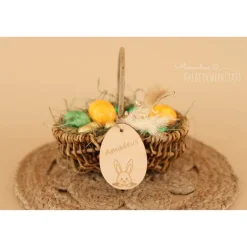 Osterkörbchen|AlexandrasKreativwerkstatt Osterkorb, Osterkörbchen, Osternest, personalisiert Geschenkidee, Korb mit Namensschild, Osterdeko, Holzanhänger