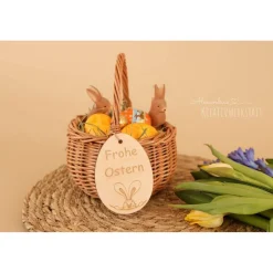 New Osterkorb, Osterkörbchen, Osternest, personalisiert Geschenkidee, Korb mit Namensschild, Osterdeko, Holzanhänger Osterkörbchen