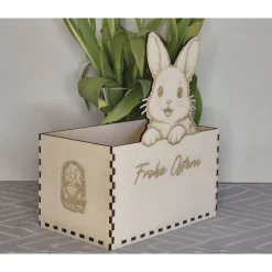 Discount Osterkorb Osternest mit Osterhase und Lasergravur – Personalisierbares Osterkörbchen aus Holz Osterkörbchen