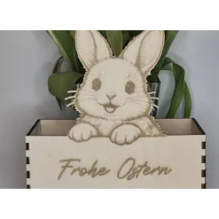 Discount Osterkorb Osternest mit Osterhase und Lasergravur – Personalisierbares Osterkörbchen aus Holz Osterkörbchen