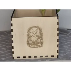 Discount Osterkorb Osternest mit Osterhase und Lasergravur – Personalisierbares Osterkörbchen aus Holz Osterkörbchen