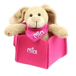 Discount Osterkörbchen grau grün pink blau Filz mit Hase personalisiert Geschenk zu Ostern mit Namen Set aus Osterhase u. Filznes Osterkörbchen
