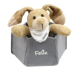 Discount Osterkörbchen grau grün pink blau Filz mit Hase personalisiert Geschenk zu Ostern mit Namen Set aus Osterhase u. Filznes Osterkörbchen