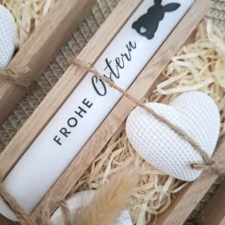 Ostergeschenke|Suanda Living Ostern Ostergeschenk Geschenkset Kerze Kerzenset Dekoherz Kerzenhalter rund Stabkerze Schriftzug Frohe Ostern Osterfest