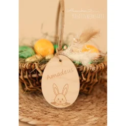 Osterkörbchen|AlexandrasKreativwerkstatt Osternest personalisiert, Ostern, Geschenkidee, Namensschild, Osterdeko, Ostergeschenk, Holzanhänger, Osternest