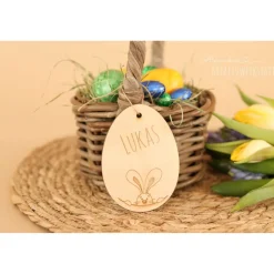 Osterkörbchen|AlexandrasKreativwerkstatt Osternest personalisiert, Ostern, Geschenkidee, Namensschild, Osterdeko, Ostergeschenk, Holzanhänger, Osternest