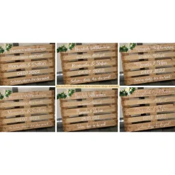 Clearance Palettenaufkleber für die Hochzeit - personalisiert - weiße/schwarze Schrift Herzen Datum Herzlich Willkommen Font 6 Hochzeitsdeko