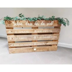 Sale Palettenaufkleber Hochzeit Timeline & Icons – Personalisierte Aufkleber für Europaletten Hochzeitsdeko