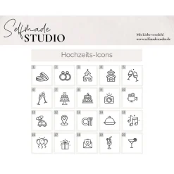 Sale Palettenaufkleber Hochzeit Timeline & Icons – Personalisierte Aufkleber für Europaletten Hochzeitsdeko