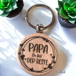 Accessoires|IsAria Papa Du bist der Beste - Holz Schlüsselanhänger/personalisiert/Vatertag