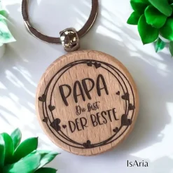 Accessoires|IsAria Papa Du bist der Beste - Holz Schlüsselanhänger/personalisiert/Vatertag