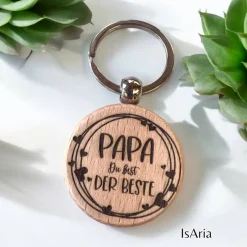 Accessoires|IsAria Papa Du bist der Beste - Holz Schlüsselanhänger/personalisiert/Vatertag