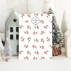 Outlet Papiertüten Set *Winter Greenery* / Motiv 2 / Flachbeutel in verschiedenen Größen für Advent und Weihnachten Weihnachtstüten