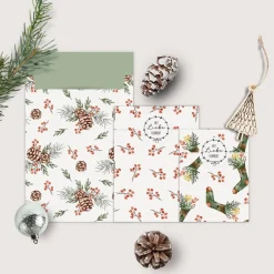 Weihnachtstüten|Artographie Papiertüten Set *Winter Greenery* / Motiv 1 / Flachbeutel in verschiedenen Größen für Advent und Weihnachten