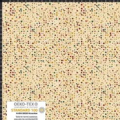 Hot Patchworkstoff Star Springle, beiger Quiltstoff mit kleinen beigen und goldenen unregelmässigen Tupfen Weihnachtsstoffe