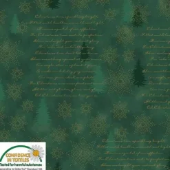 Online Patchworkstoff Star Springle,  grüner Quiltstoff mit  goldenen und grünen unregelmässigen Pünktchen. Weihnachtsstoffe