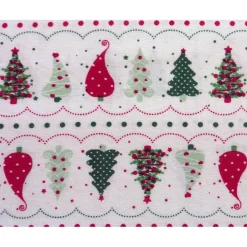 Weihnachtsstoffe|Patchwork und mehr Patchworkstoff Tante Ema weihnachtliche, filigrane Kristalle in rot-grün auf weißem Hintergrund