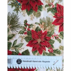 New Patchworkstoff wunderschöne rosefarbene Christrose auf hellgrünem Hintergrund Moda Weihnachtsstoffe