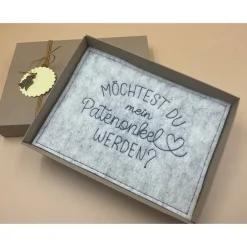 Sale Patenanfrage.. Karte aus Filz,.. Geschenkbox ..zur Geburt, Taufe, Firmung, Konfirmation.. Einladungskarten