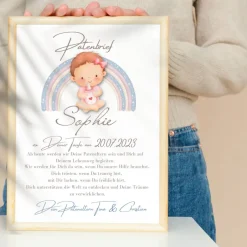 Outlet Patenbrief Baby rosa von Patentante Patenonkel Pateneltern als Poster Urkunde | Geschenk zur Taufe personalisiert Geschenke