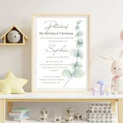 Best Patenbrief Eukalyptus für Patentante Patenonkel Pateneltern als Poster Urkunde | Geschenk zur Taufe personalisiert Geschenke