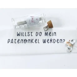 Einladungskarten|Blomidesign Patenonkel fragen/ Willst du mein Patenonkel werden? / Flaschenpost / Geschenk