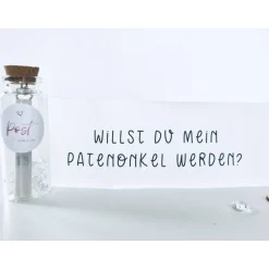 Einladungskarten|Blomidesign Patenonkel fragen/ Willst du mein Patenonkel werden? / Flaschenpost / Geschenk