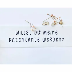 Einladungskarten|Blomidesign Patentante fragen / willst du meine Patentante werden? / Flaschenpost / Herz Anhänger/ Patin fragen/ Karte für Paten