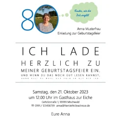 Einladungskarten|NETTE PDF-Datei witzige Einladung runder Geburtstag SEHTEST mit individuellem Foto und Text zum Selberdrucken