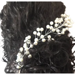 Accessoires|Tinas Schmucktruhe Perlen-Haarranke , Braut Haarschmuck, silber-weiss