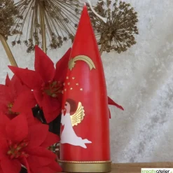 Sale Personalisierbare rote Weihnachtskerze in Kegelform mit Engel & Stern – Deko für Advent & Weihnachten Kerzen & Beleuchtung