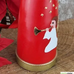 Sale Personalisierbare rote Weihnachtskerze in Kegelform mit Engel & Stern – Deko für Advent & Weihnachten Kerzen & Beleuchtung