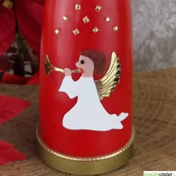 Sale Personalisierbare rote Weihnachtskerze in Kegelform mit Engel & Stern – Deko für Advent & Weihnachten Kerzen & Beleuchtung