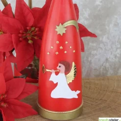 Sale Personalisierbare rote Weihnachtskerze in Kegelform mit Engel & Stern – Deko für Advent & Weihnachten Kerzen & Beleuchtung