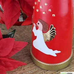 Sale Personalisierbare rote Weihnachtskerze in Kegelform mit Engel & Stern – Deko für Advent & Weihnachten Kerzen & Beleuchtung