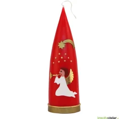 Sale Personalisierbare rote Weihnachtskerze in Kegelform mit Engel & Stern – Deko für Advent & Weihnachten Kerzen & Beleuchtung