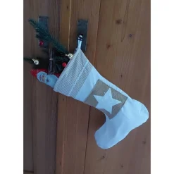 Clearance Personalisierbarer Nikolausstiefel aus Baumwolle und Jute – Weihnachtstiefel mit Namen Nikolausstiefel
