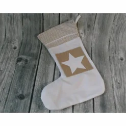 Clearance Personalisierbarer Nikolausstiefel aus Baumwolle und Jute – Weihnachtstiefel mit Namen Nikolausstiefel