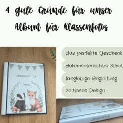 Sale personalisierbares Fotoalbum zur Aufbewahrung von Klassenfotos im Kunststoff Hardcover, mit 20 dokumentenechten Folien Kinder Einschulung