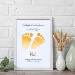 Geldgeschenke|Verzückt & Verplottet Personalisierbares Geldgeschenk – Babyfüße im Bilderrahmen