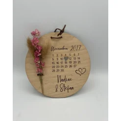 Best Personalisierbares Hochzeitsgeschenk aus Birkenholz mit Kalender & Trockenblumen – Unvergessliche Erinnerung Geldgeschenke