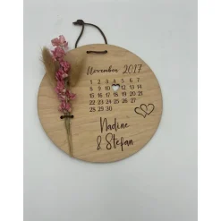 Best Personalisierbares Hochzeitsgeschenk aus Birkenholz mit Kalender & Trockenblumen – Unvergessliche Erinnerung Geldgeschenke