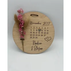 Best Personalisierbares Hochzeitsgeschenk aus Birkenholz mit Kalender & Trockenblumen – Unvergessliche Erinnerung Geldgeschenke