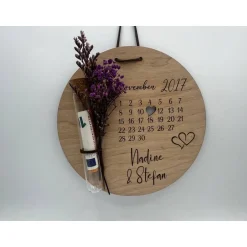 Best Personalisierbares Hochzeitsgeschenk aus Birkenholz mit Kalender & Trockenblumen – Unvergessliche Erinnerung Geldgeschenke
