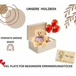 Personalisierte Baby-Erinnerungskiste mit niedlichem Hasenmotiv,  eine perfekte Holzbox als Geschenk, Geburtebur Dekoration