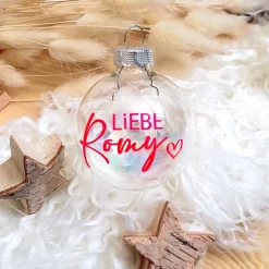Personalisierte Christbaumkugel / Weihnachtskugel mit Name oder Wunschtext - aus Glas - Ø 6 cm - Geschenkidee Baumschmuck Personalisierbar