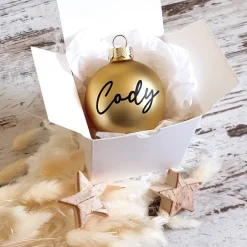Personalisierte Christbaumkugel / Weihnachtskugel mit Name oder Wunschtext - aus Glas - Ø 6 cm - Geschenkidee Baumschmuck Personalisierbar