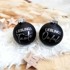 Personalisierte Christbaumkugel / Weihnachtskugel mit Name oder Wunschtext - aus Glas - Ø 6 cm - Geschenkidee Baumschmuck Personalisierbar