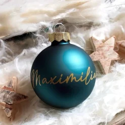 New Personalisierte Christbaumkugel / Weihnachtskugel mit Name oder Wunschtext - aus Glas - Ø 6 cm - Geschenkidee Baumschmuck Personalisierbar